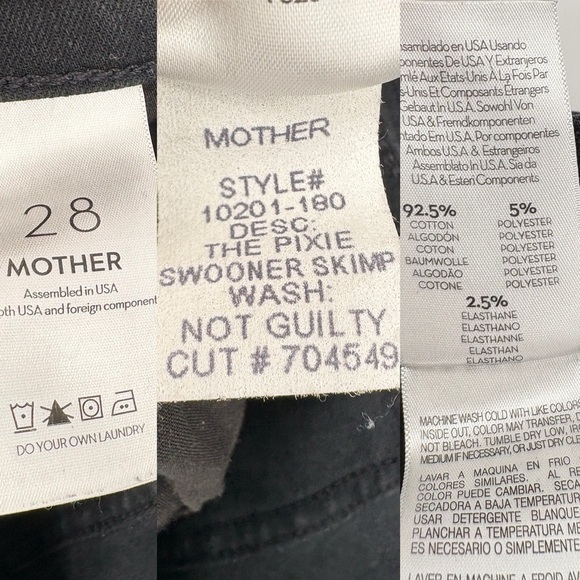 MOTHER | The Pixie Swooner Skimp Button Fly Not Quilty Black Denim Jeans | 28 - Picture 10 of 11
